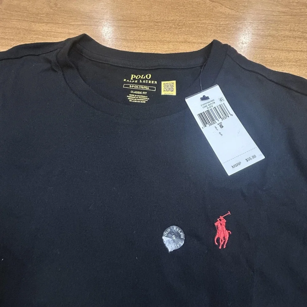 Polo Ralph Lauren Shirt Mens S Black Classic Fit Crew Neck Logo Pony T-Shirt NWT